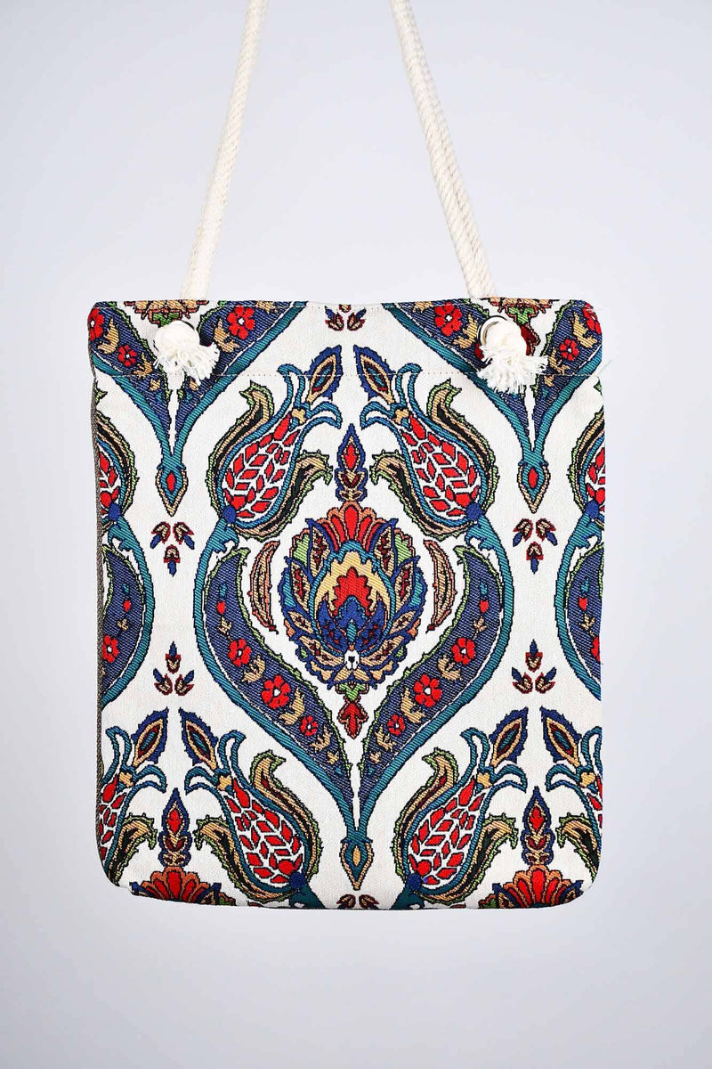 Cotton Tote Bag Multicoloured Tulip Design 2 Textile Sydney Grand Bazaar 