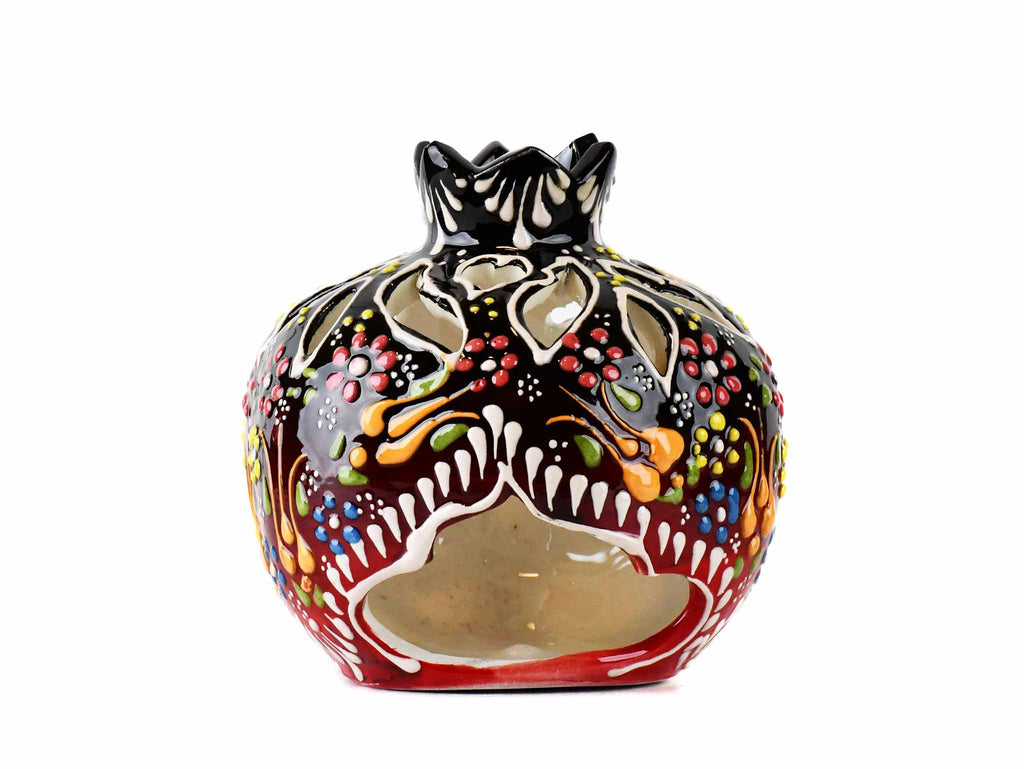 Decorative Pomegranate Candle Holder Dantel Black Red 3 Ceramic Sydney Grand Bazaar 