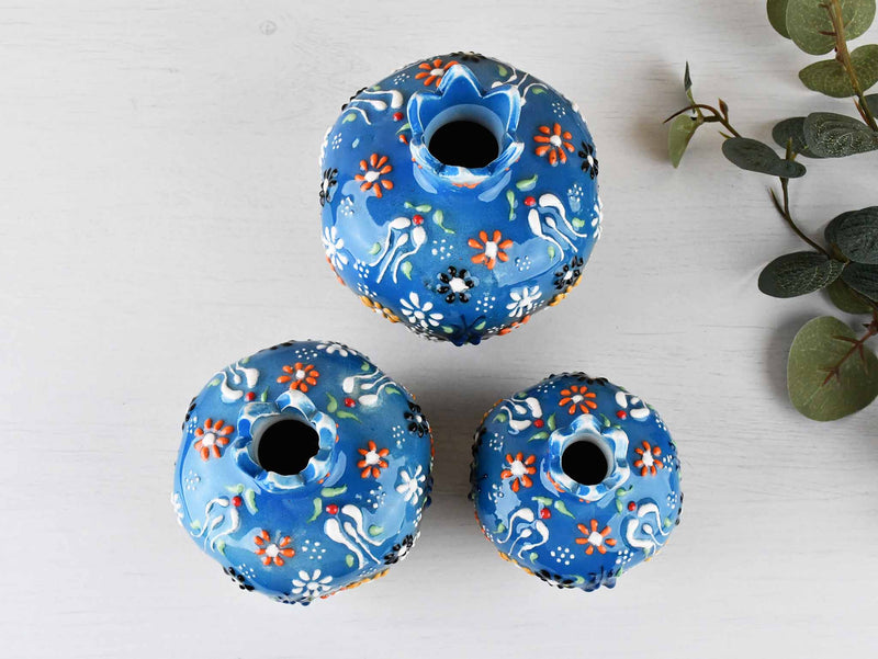 Decorative Pomegranate Vase Set of 3 Dantel Blue Black 1 Ceramic Sydney Grand Bazaar 