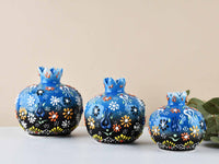 Decorative Pomegranate Vase Set of 3 Dantel Blue Black 1 Ceramic Sydney Grand Bazaar 