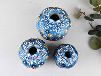 Decorative Pomegranate Vase Set of 3 Dantel Blue Black 2 Ceramic Sydney Grand Bazaar 