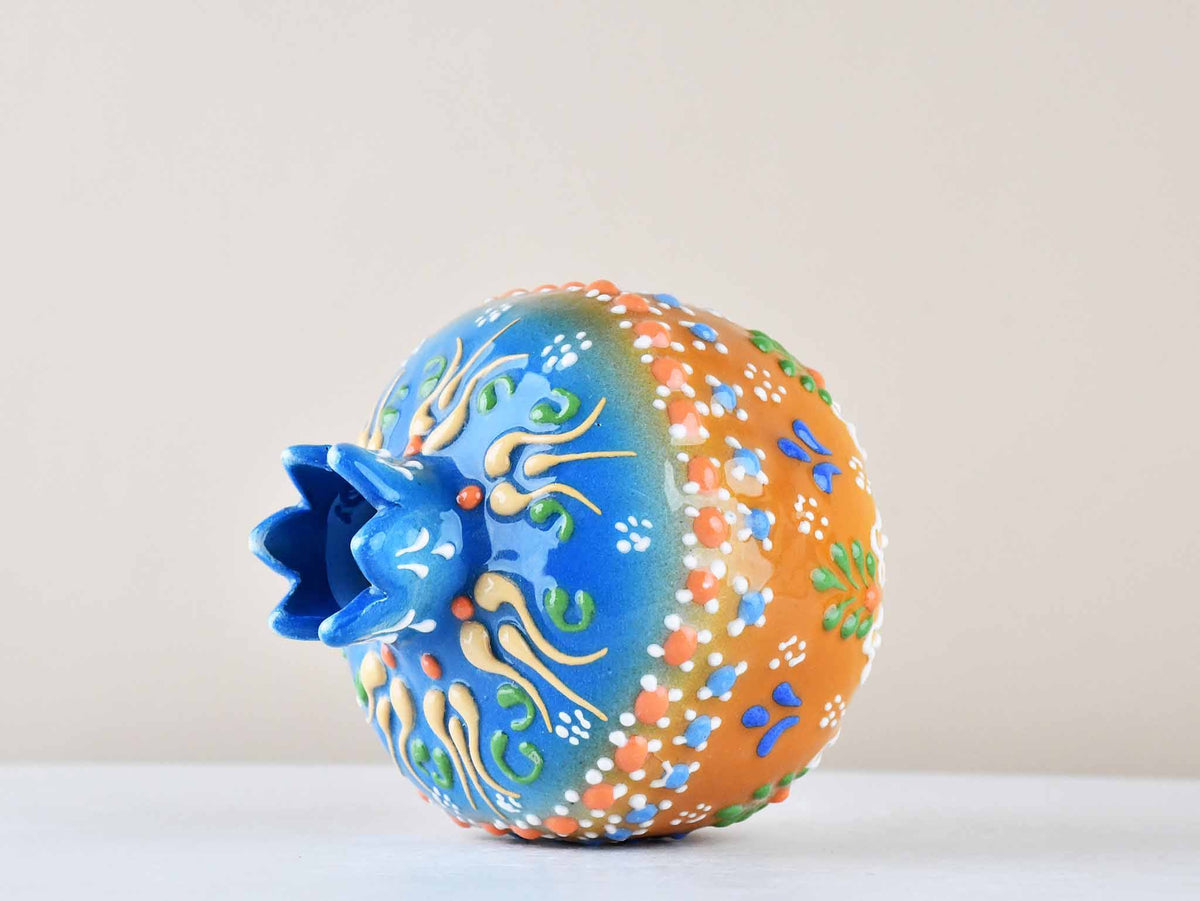 Decorative Pomegranate Vase Set of 3 Dantel Blue Orange Brown 4 Ceramic Sydney Grand Bazaar 