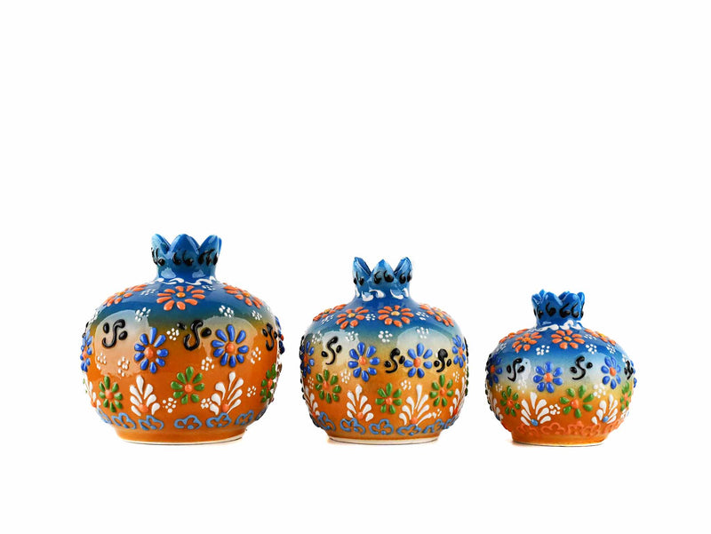 Decorative Pomegranate Vase Set of 3 Dantel Blue Orange Brown 5 Ceramic Sydney Grand Bazaar 