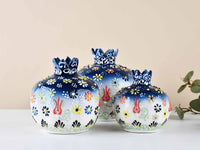 Decorative Pomegranate Vase Set of 3 Dantel Navy White 1 Ceramic Sydney Grand Bazaar 