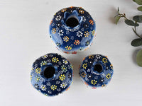 Decorative Pomegranate Vase Set of 3 Dantel Navy White 1 Ceramic Sydney Grand Bazaar 