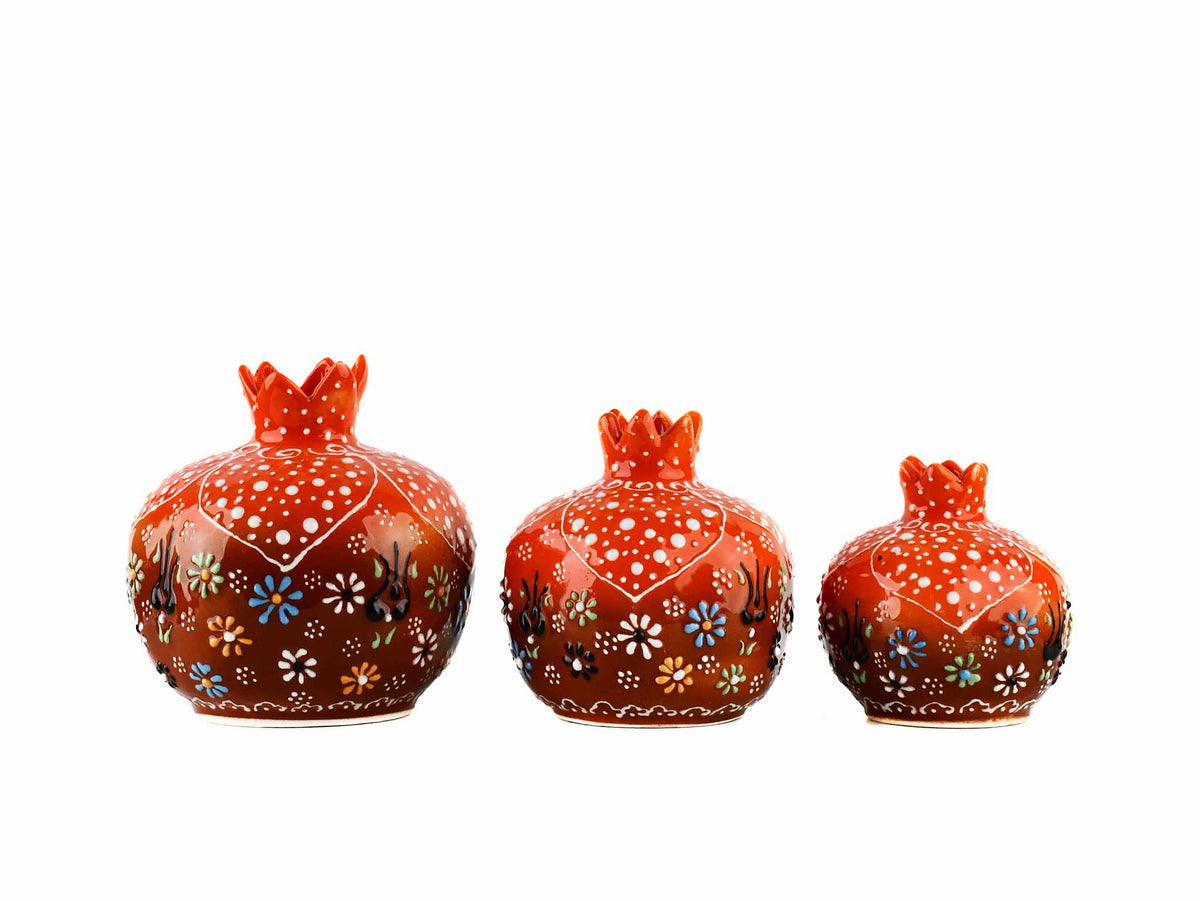 Decorative Pomegranate Vase Set of 3 Dantel Orange Brown 2 Ceramic Sydney Grand Bazaar 