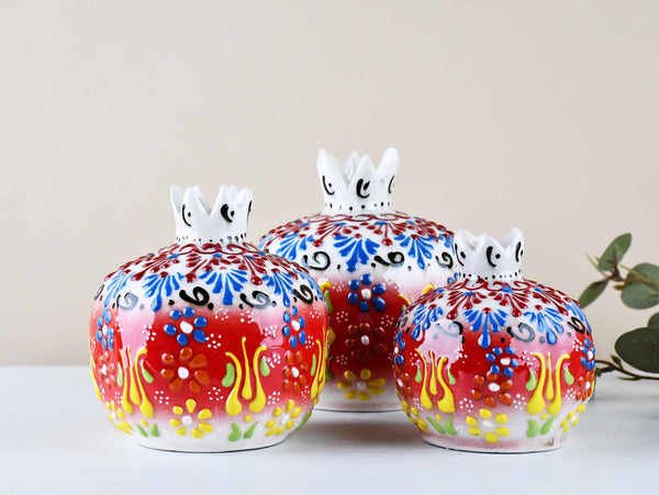 Decorative Pomegranate Vase Set of 3 Dantel Red White 1 Ceramic Sydney Grand Bazaar 