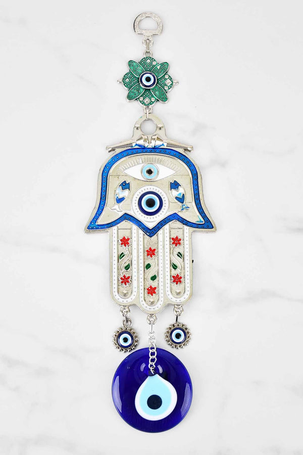 Evil Eye and Hamsa Hand Ornament Colour Painted Large Evil Eye Sydney Grand Bazaar Blue 1 
