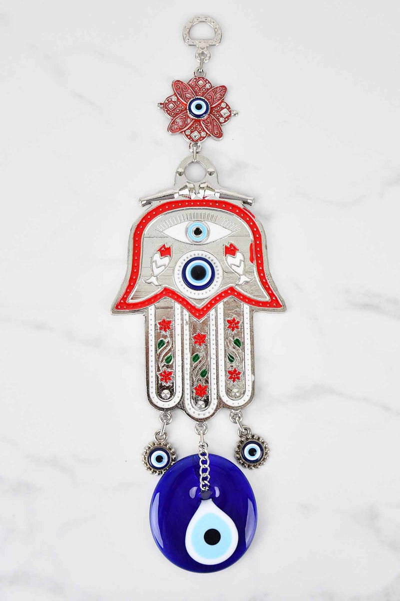 Evil Eye and Hamsa Hand Ornament Colour Painted Large Evil Eye Sydney Grand Bazaar Red 3 