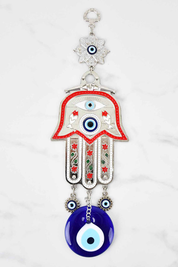 Evil Eye and Hamsa Hand Ornament Colour Painted Large Evil Eye Sydney Grand Bazaar Red 1 
