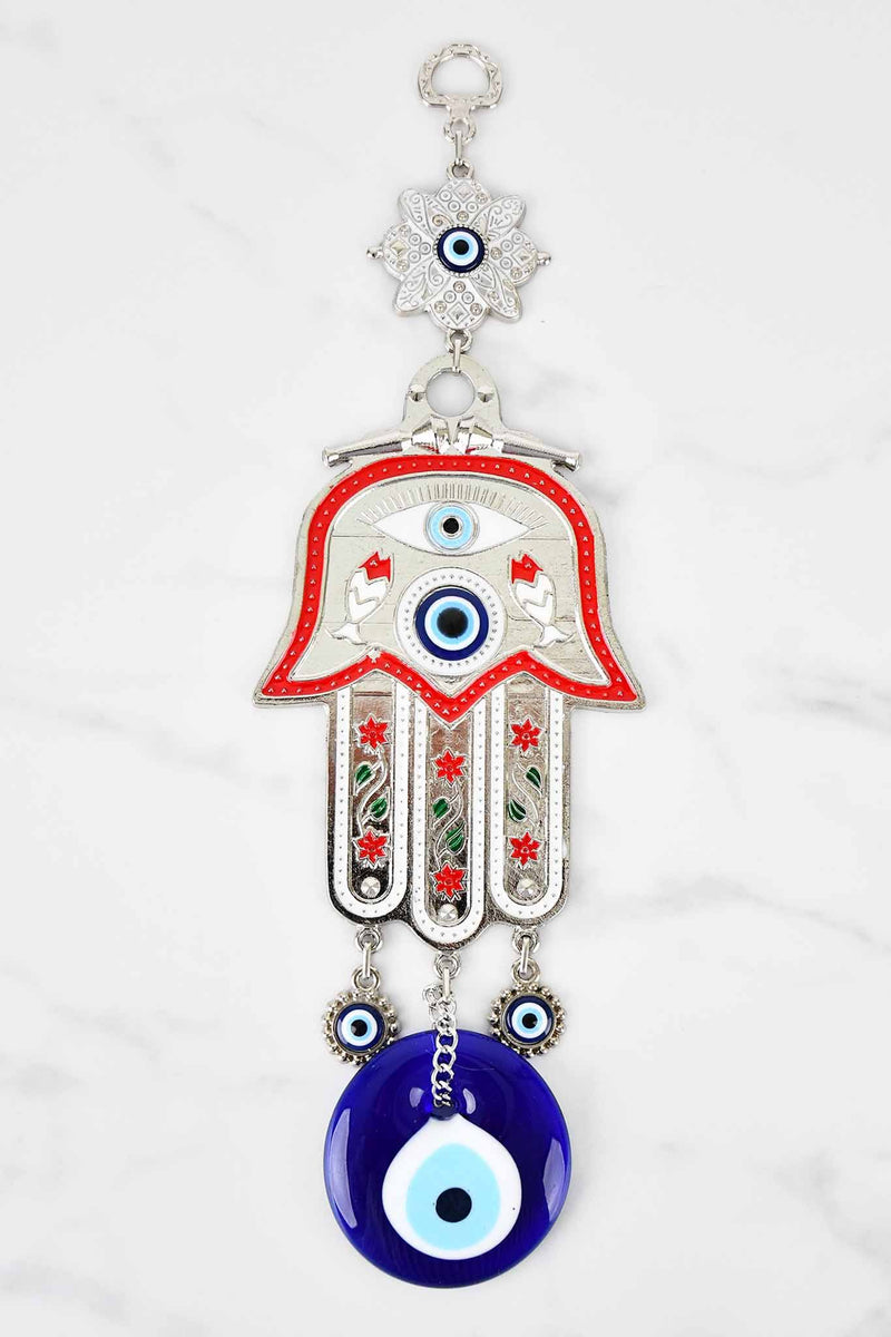 Evil Eye and Hamsa Hand Ornament Colour Painted Large Evil Eye Sydney Grand Bazaar Red 1 