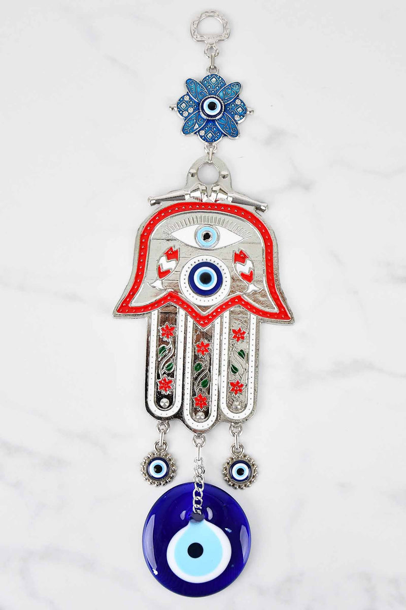 Evil Eye and Hamsa Hand Ornament Colour Painted Large Evil Eye Sydney Grand Bazaar Red2 