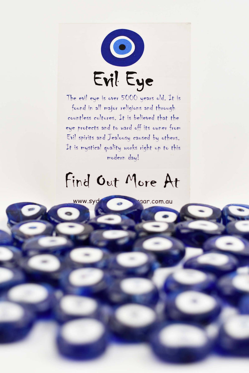 Evil Eye Blue Authentic Flat Round Glass Beads Evil Eye Sydney Grand Bazaar 