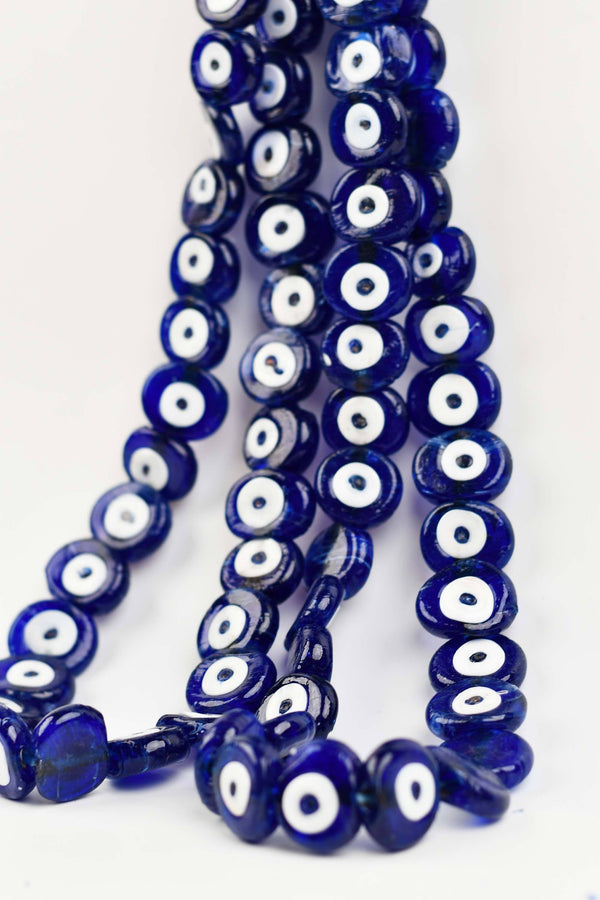 Evil Eye Blue Authentic Flat Round Glass Beads Evil Eye Sydney Grand Bazaar 