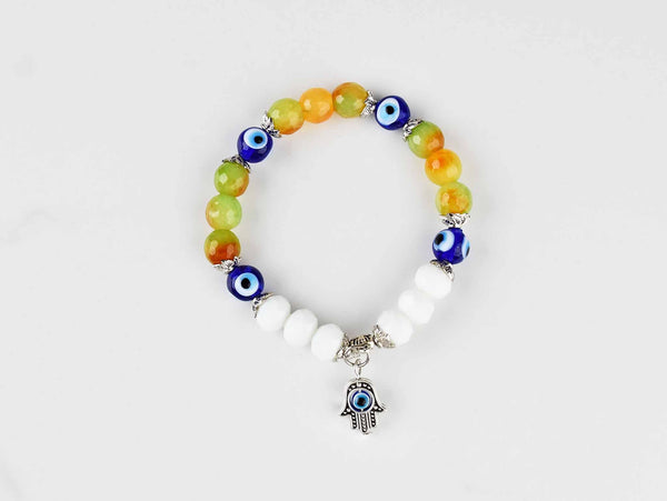 Evil Eye Bracelet Amber Green White Beads Evil Eye Sydney Grand Bazaar 