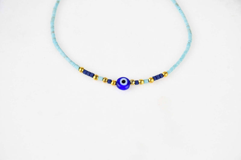 Evil Eye Bracelet Ceramic Beads Light Blue Evil Eye Sydney Grand Bazaar 