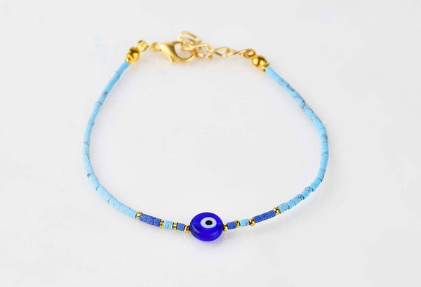 Evil Eye Bracelet Ceramic Beads Light Blue Evil Eye Sydney Grand Bazaar 