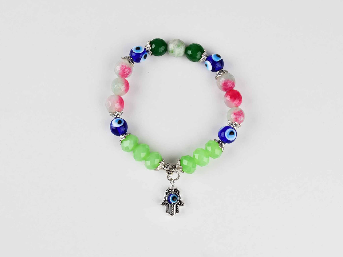 Evil Eye Bracelet Green Pink Beads Evil Eye Sydney Grand Bazaar 