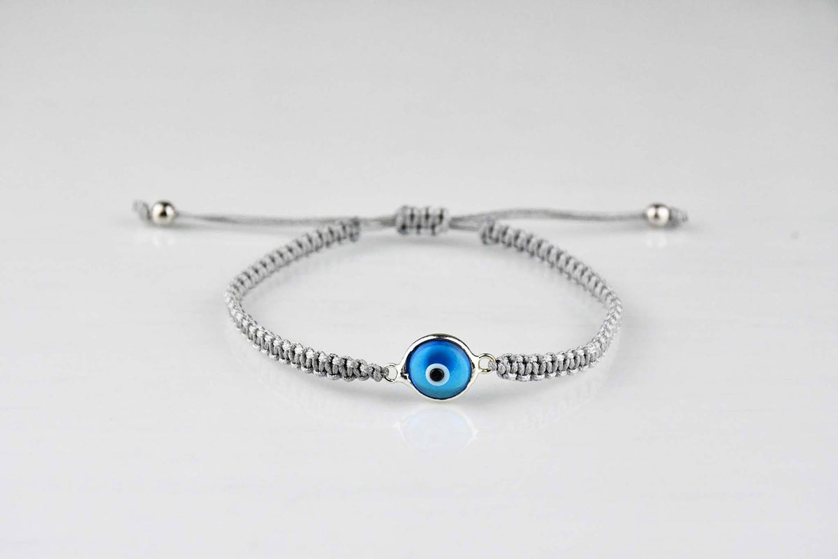 Evil Eye Bracelet Turquoise Eye Macrame Grey Evil Eye Sydney Grand Bazaar 