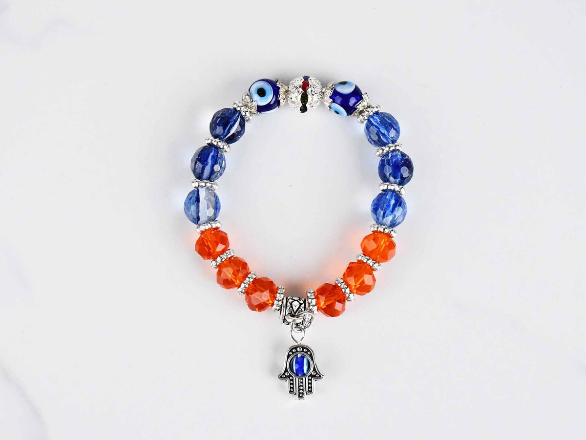 Evil Eye Bracelet Two Tone Beads Blue Orange Evil Eye Sydney Grand Bazaar 