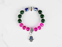 Evil Eye Bracelet Two Tone Beads Green Pink Evil Eye Sydney Grand Bazaar 