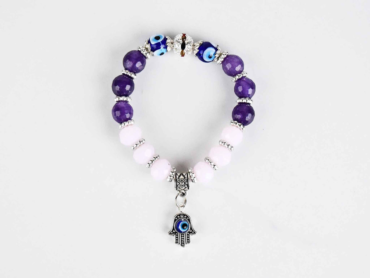 Evil Eye Bracelet Two Tone Beads Purple Pink Evil Eye Sydney Grand Bazaar 