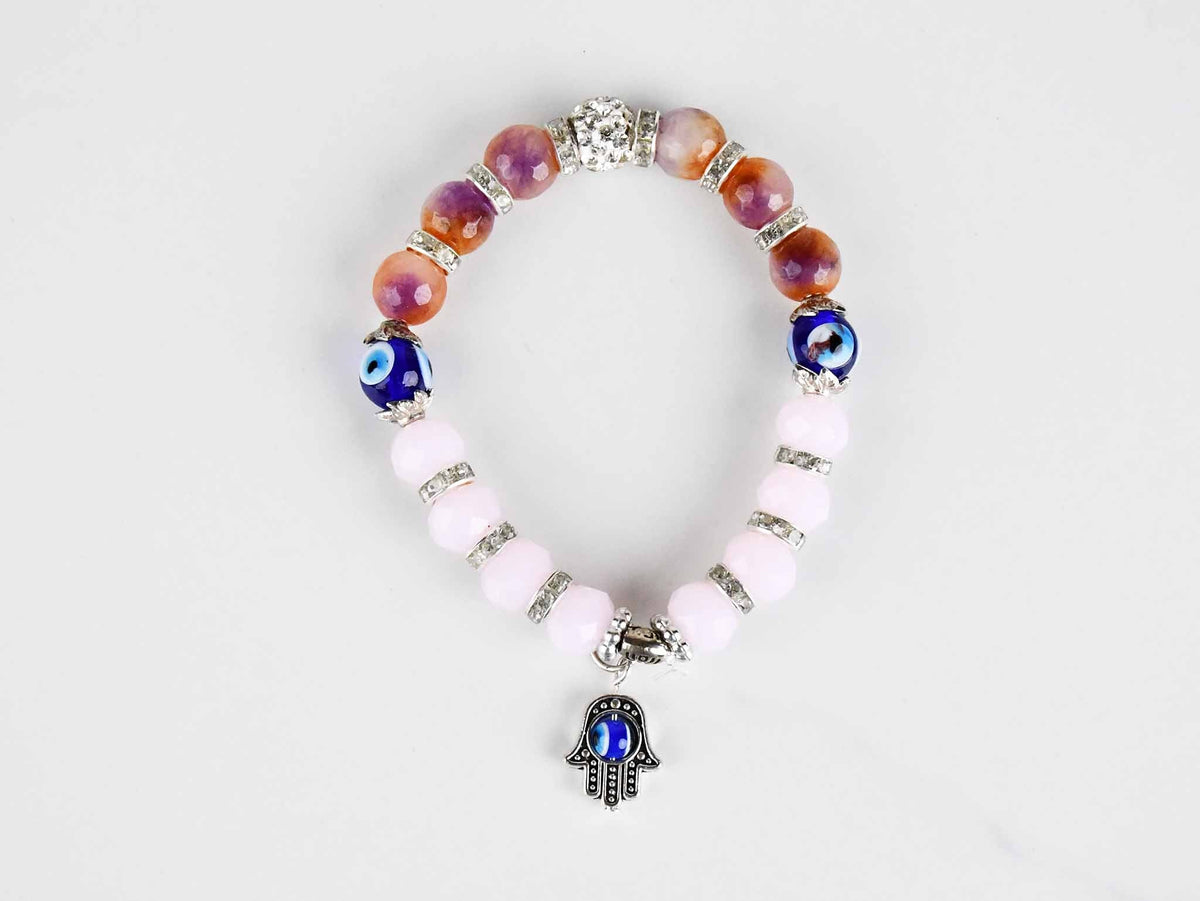 Evil Eye Bracelet Two Tone Beads Purple Pink Evil Eye Sydney Grand Bazaar 1 