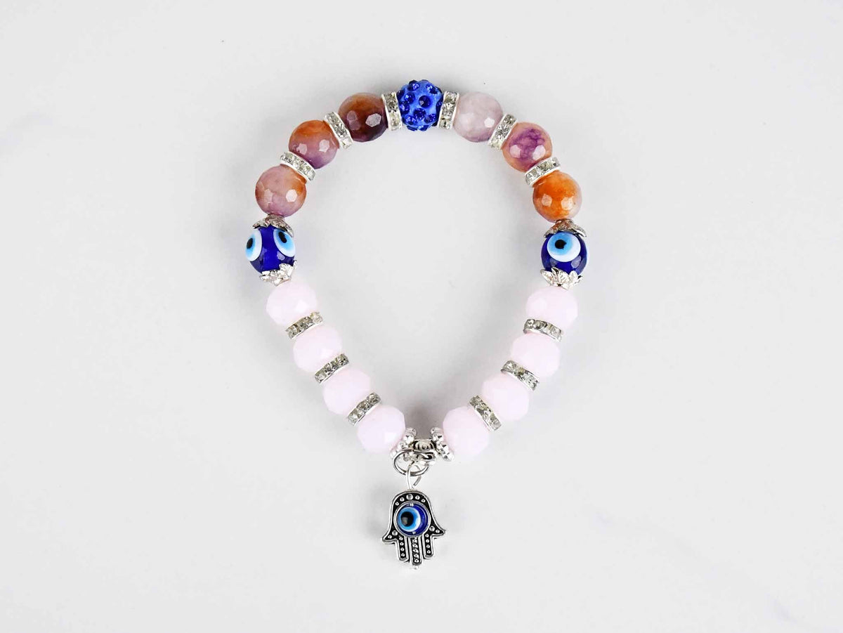 Evil Eye Bracelet Two Tone Beads Purple Pink Evil Eye Sydney Grand Bazaar 2 