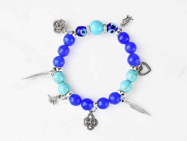 Evil Eye Dangle Bracelet Blue Turquoise Beads Evil Eye Sydney Grand Bazaar Design 2 