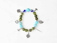 Evil Eye Dangle Bracelet Olive Green Turquoise Beads Evil Eye Sydney Grand Bazaar 