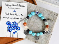 Evil Eye Dangle Bracelet Turquoise Mixed Color Beads 1 Evil Eye Sydney Grand Bazaar 