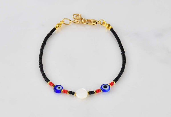 Evil Eye Double Bracelet Ceramic Beads Black Evil Eye Sydney Grand Bazaar 