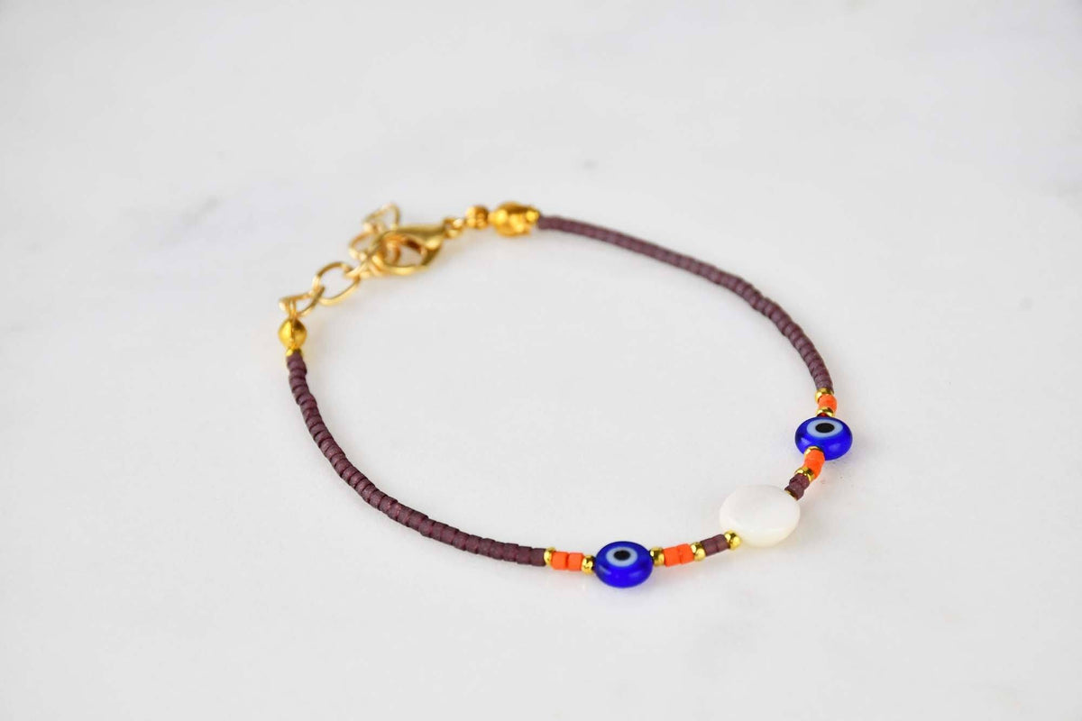 Evil Eye Double Bracelet Ceramic Beads Maroon Evil Eye Sydney Grand Bazaar 