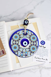 Evil Eye Double Glass Beads Golden Blue Wall Hanging Evil Eye Sydney Grand Bazaar 