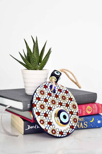 Evil Eye Double Glass Beads Golden Burgundy Wall Hanging Evil Eye Sydney Grand Bazaar 