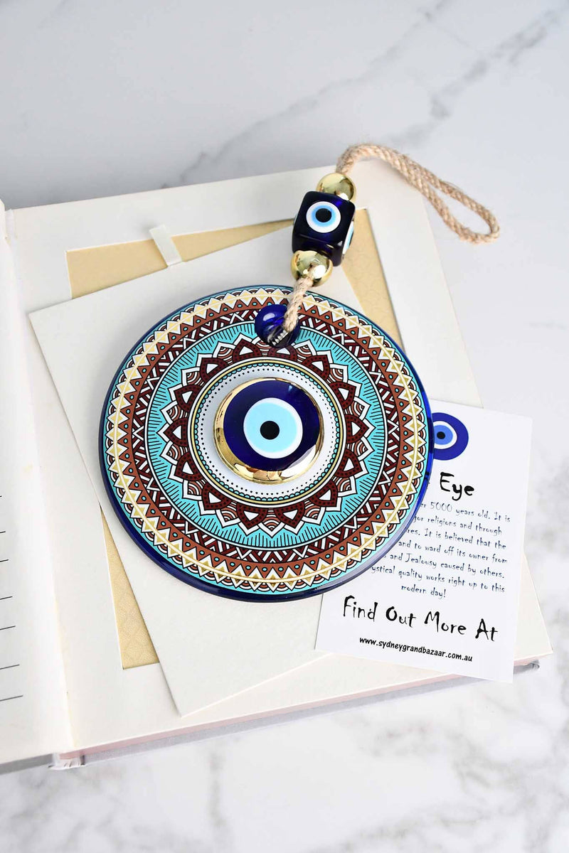 Evil Eye Double Glass Beads Multicoloured Wall Hanging Evil Eye Sydney Grand Bazaar 