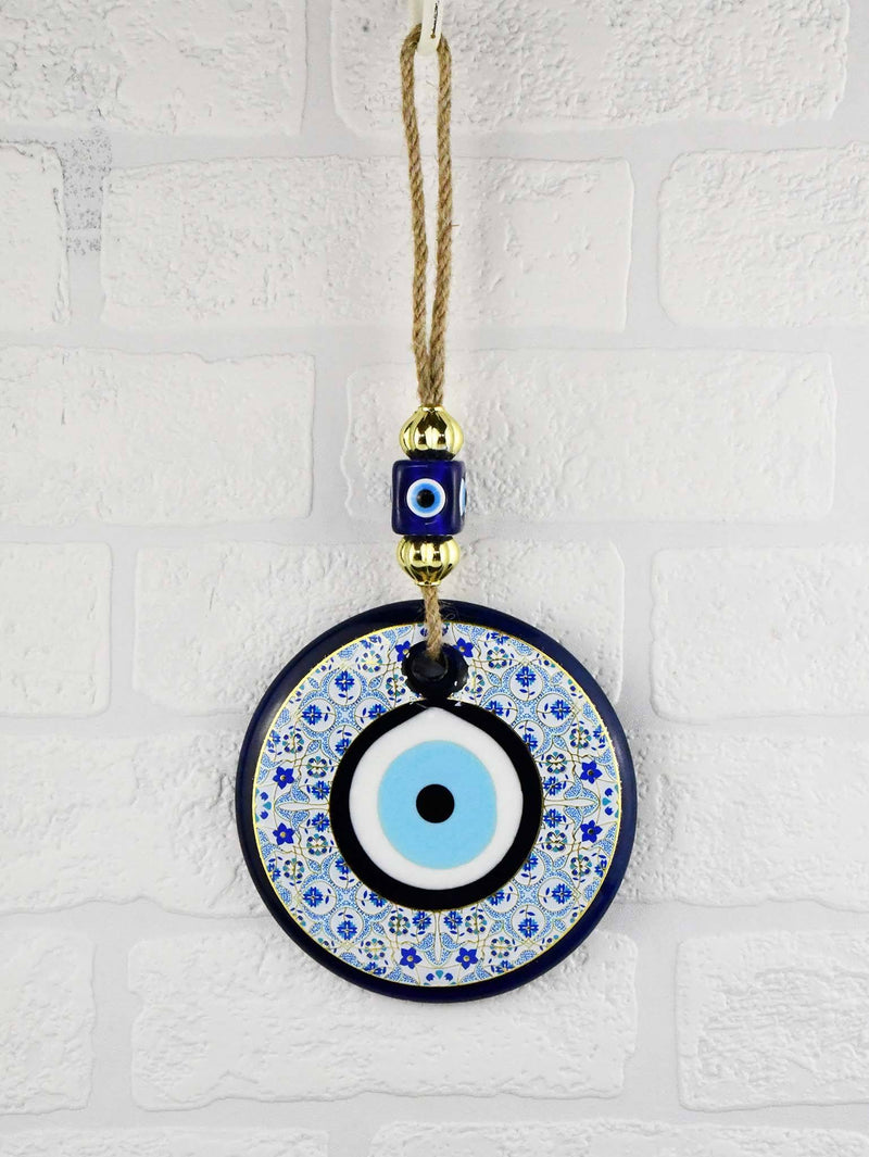 Evil Eye Glass Beads Blue Tile Printed Wall Hanging Evil Eye Sydney Grand Bazaar 
