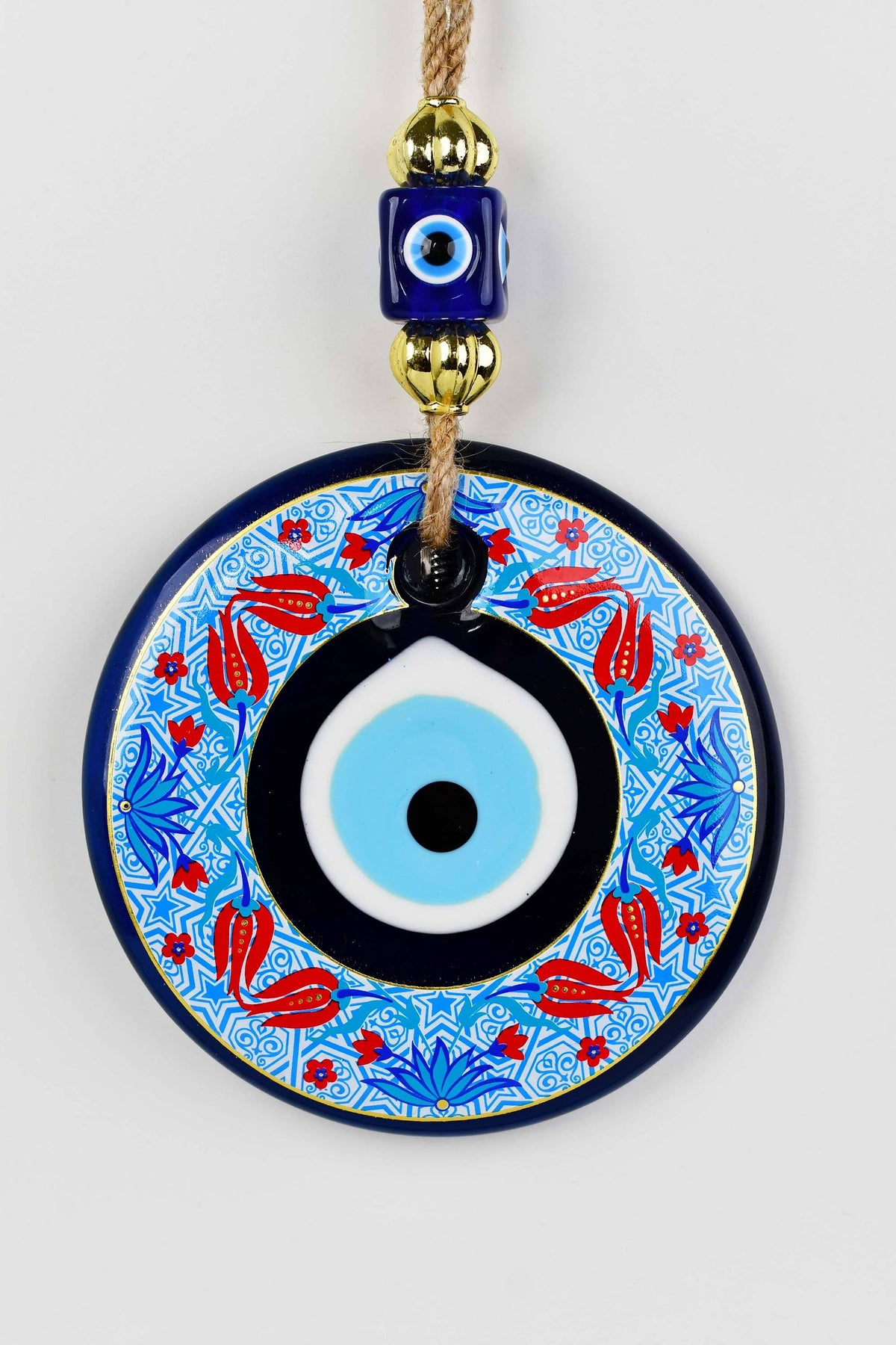 Evil Eye Glass Beads Blue Tulip Printed Wall Hanging Evil Eye Sydney Grand Bazaar 