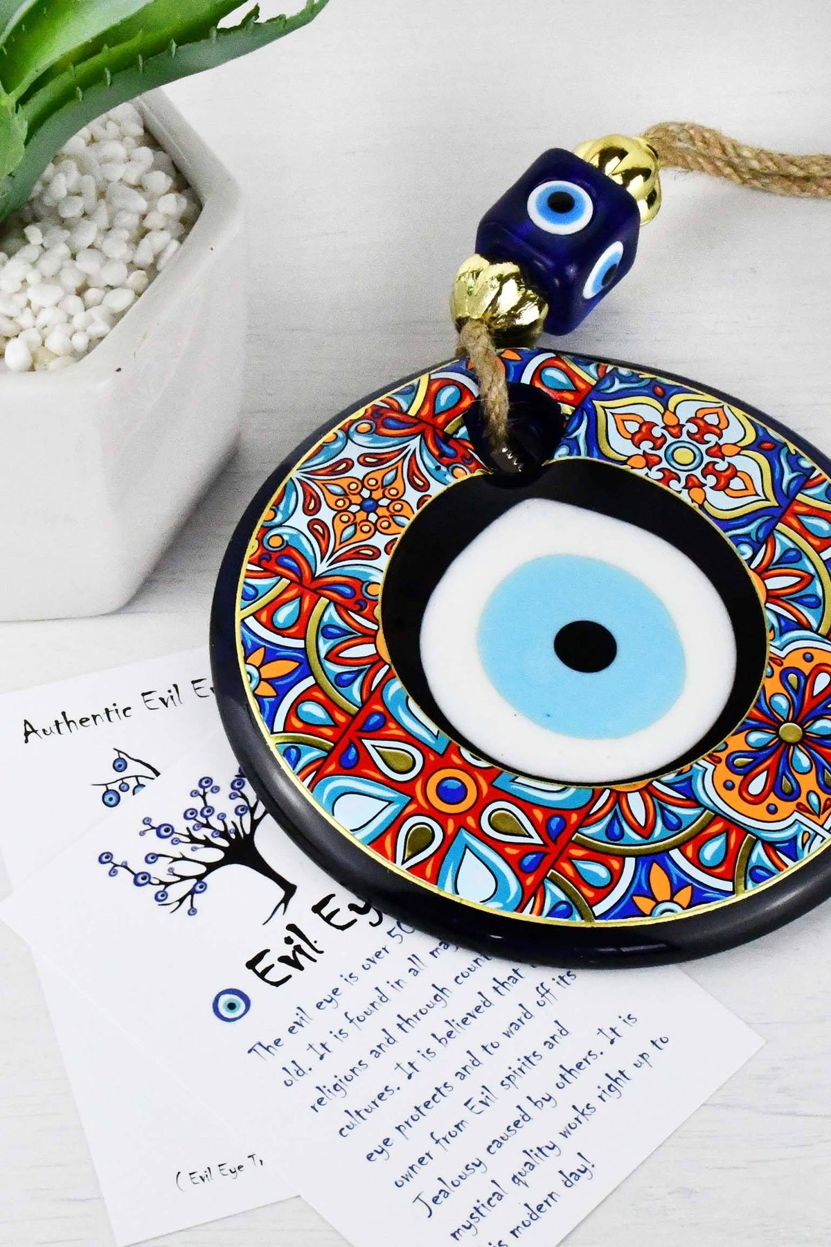 Evil Eye Glass Beads Colourful Tile Printed Wall Hanging Evil Eye Sydney Grand Bazaar 