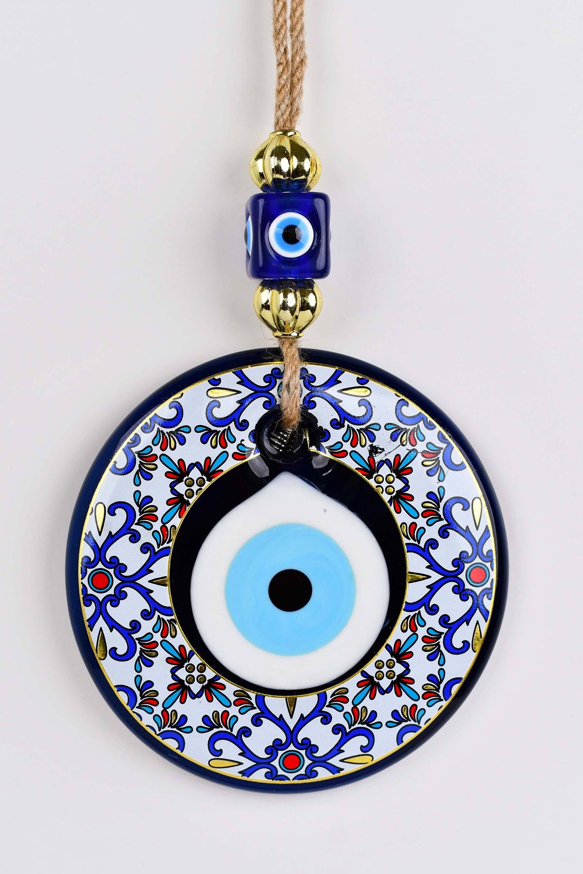 Evil Eye Glass Beads Multicoloured Tile Printed Wall Hanging 2 Evil Eye Sydney Grand Bazaar 