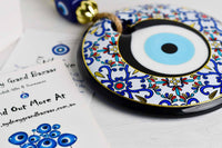 Evil Eye Glass Beads Multicoloured Tile Printed Wall Hanging 2 Evil Eye Sydney Grand Bazaar 