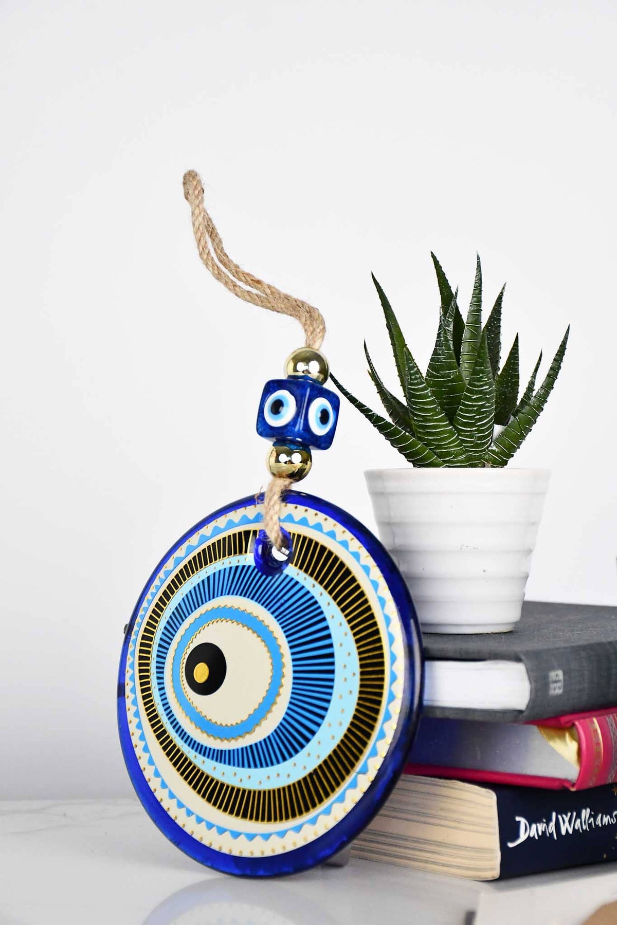 Evil Eye Glass Turquoise Gold Printed Wall Hanging Design 2 Evil Eye Sydney Grand Bazaar 