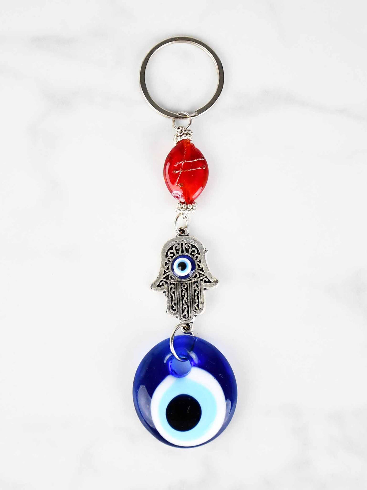 Evil Eye Hamsa Hand Glass Keyring Evil Eye Sydney Grand Bazaar Red 