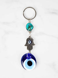 Evil Eye Hamsa Hand Glass Keyring Evil Eye Sydney Grand Bazaar Sea Green 