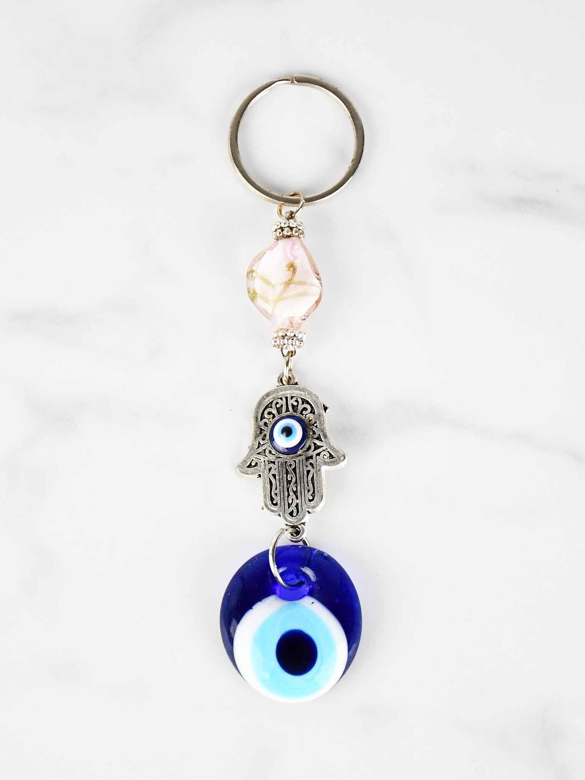 Evil Eye Hamsa Hand Glass Keyring Evil Eye Sydney Grand Bazaar Pink 