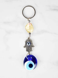 Evil Eye Hamsa Hand Glass Keyring Evil Eye Sydney Grand Bazaar Beige 