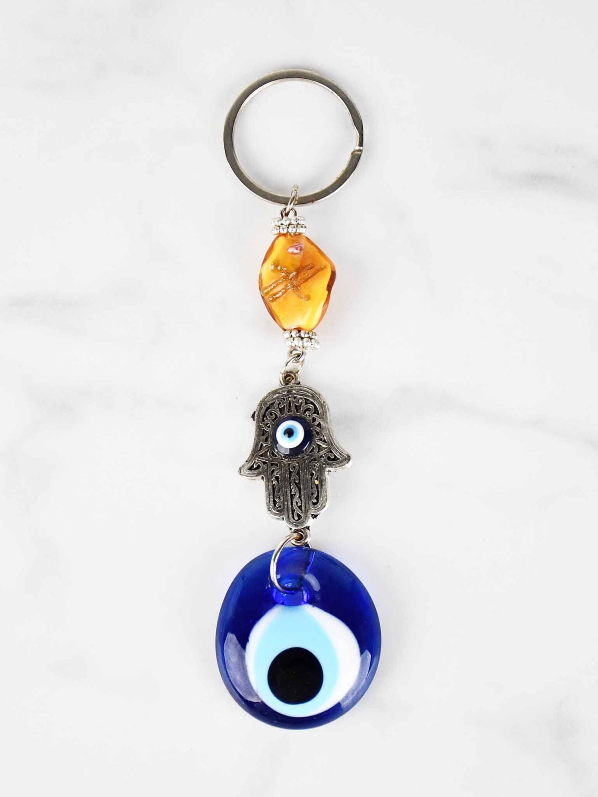 Evil Eye Hamsa Hand Glass Keyring Evil Eye Sydney Grand Bazaar Orange 