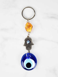 Evil Eye Hamsa Hand Glass Keyring Evil Eye Sydney Grand Bazaar Orange 