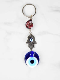Evil Eye Hamsa Hand Glass Keyring Evil Eye Sydney Grand Bazaar Maroon 