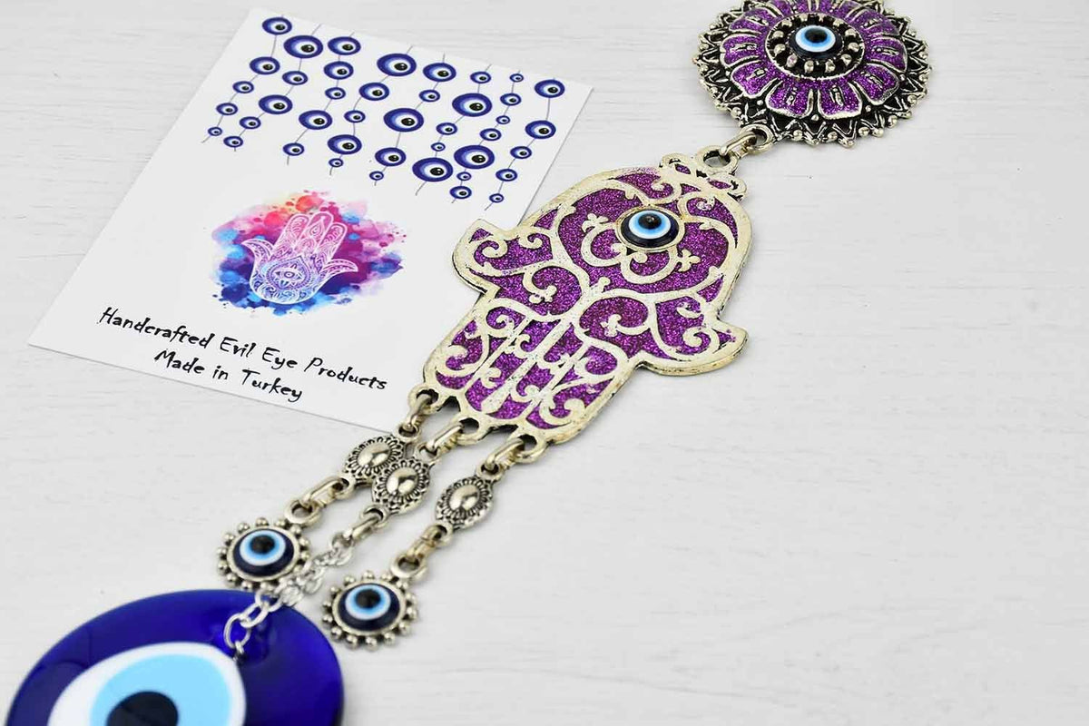 Evil Eye Hamsa Hand Ornament Purple Medium Evil Eye Sydney Grand Bazaar 